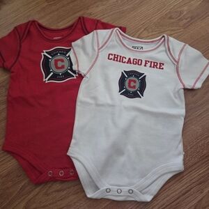 MLS Chicago Fire Baby Bodysuit 2pc New 3-6M